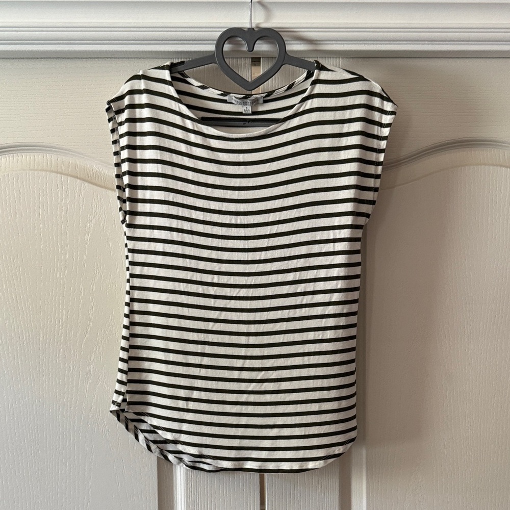 Green Envelope Black and White Striped Shirt